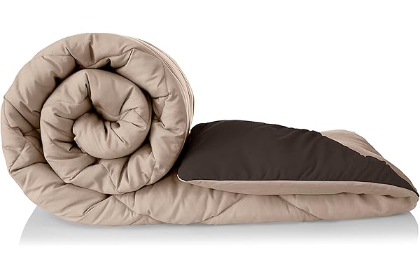 Amazon Brand - Solimo Microfibre Reversible Comforter, Double (Subtle Beige & Walnut Brown, 200 GSM), 50 TC