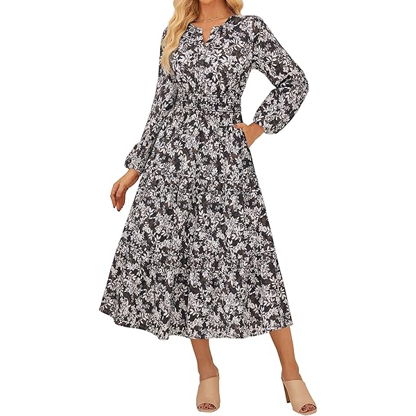 GRACE KARIN Zomerjurk voor dames, V-hals, korte mouwen, bloemenjurk, casual, strand, maxi-jurk, elegant, A-lijn, vrijetijdsjurk, vakantiejurk