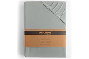 DecoKing Lenzuolo con Angoli una Piazza e Mezza Elasticizzati 100x200-120x200 cm 100% Jersey in Cotone Pettinato Morbido 100x200cm - 120x200cm Grigio Acciaio Amber