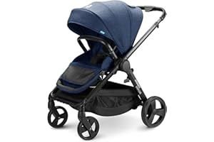 Apramo Exxplore Kinderwagen Buggy ab Geburt bis 22 kg(0– ungefähr. 4 Jahre),mit Schlaffunktion,zusammenklappbarer Sportwagen (Blau)