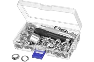 OVISEEN Trousse à œillets Outils 12mm Metal Ensembles Oeillets 100 Set Kit de Grommets Eyelets Kit pour Toile Bâche Tente de Réparation Argent (12mm)