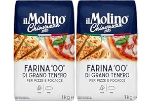 il Molino Chiavazza - Authentic Italian Soft Wheat Type ''00'' Pizza Flour 1kg - Pack of 2 | Perfect for Traditional Pizza & Focaccia