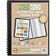eco-eco A4 50% Recycled 60 Pocket Fold Flat Spiral Bound Display Book, eco135