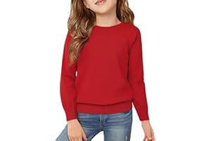 Arshiner Mädchen Pullover Rundhals Langarmshirt Kinder Strickpullover Pullover Einfarbige Schulpullover Loose Fit Oberteile 5-11 Jahre