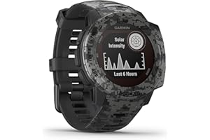Garmin Instinct Solar Camo Edition - Montre GPS de Plein air Robuste avec Chargement à l'énergie Solaire - Noir