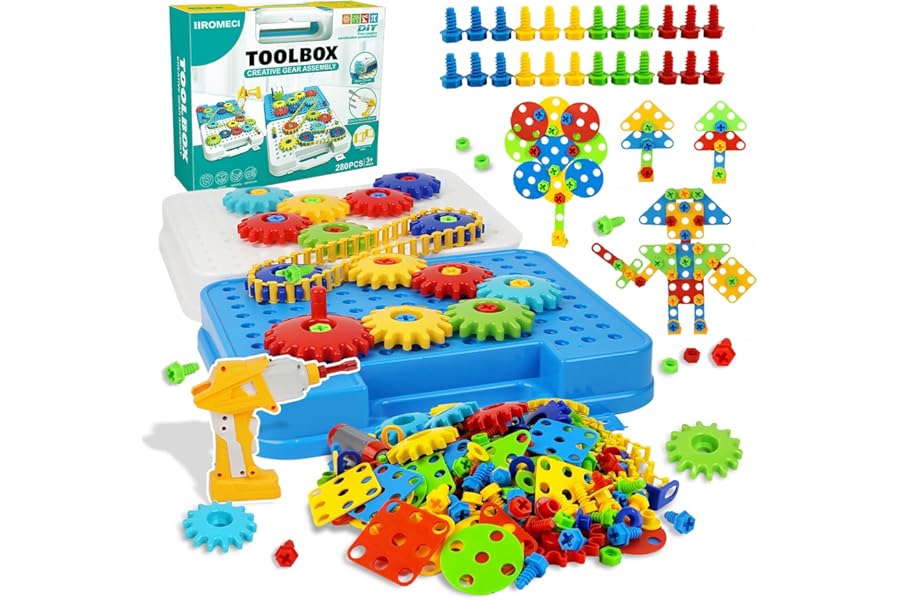 IIROMECI Gears Toys for Kids Ages 4-8, STEM Educational Construction Toys, Super Building Toy Set for Boys and Girls, Engineering Building Blocks Creative Learning Toy Set