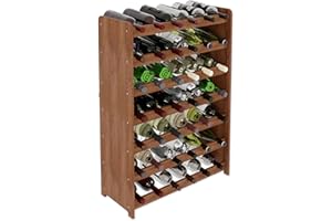 Lenmar, Wählen Sie Ihre Farbe, RW-3-63, Weinregal aus Holz, 118 x 72 x 26,5 cm, für 63 Flaschen, 9 liegen, Natur, Braun, Antrazit Flaschenregal für Wein, Lagerung für Flaschen (RW-3-42 Braun)