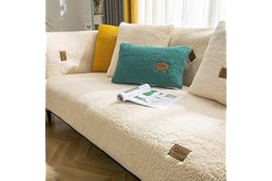 LINGKY Samt Sofabezug 1 2 3 4 Sitzer, L Form Sofaüberwurfe, Ecksofa Sofa überzug Pets Dog Couch überzug Anti-rutsch Sofaschutz, Ultra Weicher Sofaschoner (Beige,70x120cm/Rechteckig)