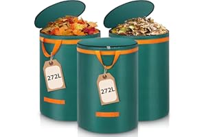 Enbagold 3X 272L Gartenabfallsack Stabil, Laubsack mit Deckel und Griffen Gartensack Groß, Gartenabfallsäcke Gartensäcke Grünschnittsack, Selbststehend Grünschnittsäcke, Abfallsack für Gartenabfälle