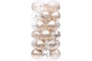 Sea Team 60mm/2.36" Adornos Variados Transparentes Bolas de Navidad,Decoraciones Ornamentales Resistente.para Colgar en el árbol de Navidad,Paquete de Regalar Portátil Set de Navidad(30pcs)