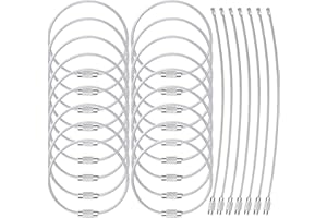 BIDPONDS 25 Stück 2mm Draht-Schlüsselanhänger-Kabel 16cm lang Nylon beschichteter Edelstahl Schraubverschluss Schlüsselring Schlaufe zum Aufhängen von Gepäckanhängern oder ID-Tags, Silber