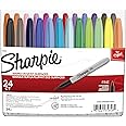 Sharpie Permanent Markers, Fine Point, Assorted Colours, 24 Count