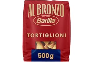Barilla Pasta Al Bronzo Tortiglioni 100% Grano Italiano, Pasta Trafilata Al Bronzo con Lavorazione al Bronzo Grezzo, Ruvidità Intensa, Formato Spesso e Corposo, Alta Tenuta di Sugo e Cottura, 500 g