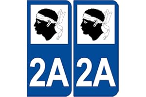 Supstick 2 Stickers Autocollants Plaques Immatriculation Auto Dept 2A Corse Bleu Foncé Angles Arrondis