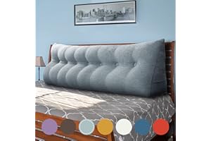 VERCART Keilkissen Bett Großes Rückenkissen Bett Kopfteil Bequemes Lesekissen für Bett und Sofa 2 in 1 Rückenlehne und Kopfkissen Couchkissen Langes XXL Lendenkissen Leinen 200cm Grau