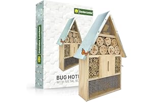 REPEAK Garden Locker Bug Hotel Bee House - Large Wooden Outdoor Insect Larvae Home 40x28x8.5cm - children friendly attracts bees insects with gift box