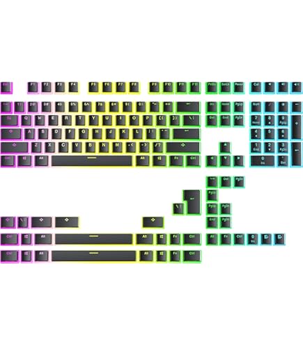 10 Keycaps PBT Incisi Al Laser Per Tastiera Meccanica Cherry MX – Multicolore – Layout Inglese