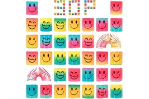 Annhao 30 Pezzi Molle Gadget Compleanno per Bambini, Mini Smile Molla Giocattolo, Regalini Fine Festa, Invitati Riempitivi