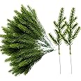 Purple Star 60 PCS Artificial Plants Pine Needles Branches Garland- 6.7x2.2 Inch Fake Green Plants Pine Needles-Greenery Pine Picks for DIY Christmas Garland Home Garden Decoration