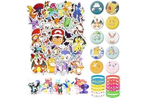 Thingehoy 96Pcs Spielzeug Set, Party Set Geburtstag, 50PC Aufkleber Kinder+24PC Minifiguren Zufällig+12PC Armband Silikon+12PC Abzeichen, Mitgebsel Kindergeburtstag Geburtstagsdeko