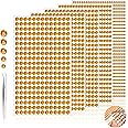 Gem Stickers, 2100 Pcs Rhinestone Stickers Self Adhesive Gem Stickers for Crafting 3/4/5/6mm Gold Stick on Diamante Gems Sparkly Jewels for DIY Crafting