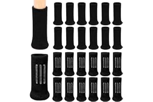 RCHYFEED 24 Pezzi Calzini per Gambe per Mobili Antiscivolo, Elastici Coprigambe per Gambe per Sedia con Feltro, Proteggi Gambe per Mobili Sedia con Scivoli in Feltro, Muto e Resistente ai Graffi, Nero