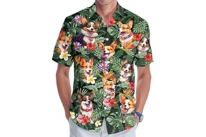 GEPOS Hundeliebhaber Pint Casual Hawaii-Hemd für Unisex, Haustierbesitzer Kurzarm Knopf Hemd für Männer Frauen