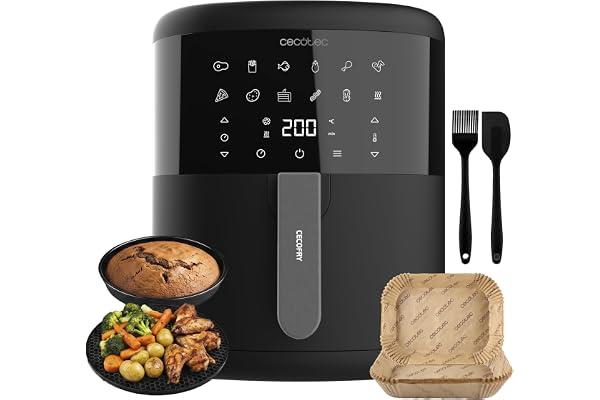 Cecotec 6 L Cecofry Bombastik 6000 Full Hot oljefri luftfritös, 1 700 W, 12 lägen, PerfectCook-teknik, justerbar temperatur och tid, touch-kontroll, luftfrys med tillbehör