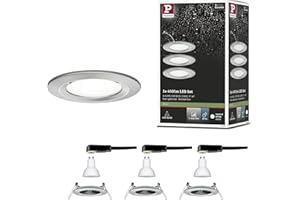 ‎PAULMANN Paulmann 92983 Nova LED Einbauleuchte 3er Set rund 3x6,5W Einbaustrahler Eisen gebürstet Spot Alu Zink Einbaulampe 4000K GU10