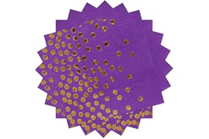 EVYIENEN 40 Stück lila und Gold Geburtstag Servietten，33x33cm Papier Party Servietten，für Junge Mädchen Geburtstag Party Deko