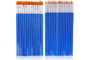 ELKUAIE 60 Pinselset, kleine Flache Pinsel, 30 kreisförmige Pinsel und 30 kleine Flache Pinsel, für Detailmalerei, verwendet in Aquarell, Acryl, Ölmalerei