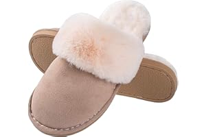 MISOLIN Chaussons Maison Mémoire Mousse Bois Plancher Faux Daim à Fourrure Mules Automne Hiver Hommes Femmes Intérieur/extérieur