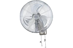 SOGO Ventilador Industrial de Pared Ø45cm|18" con Función de Oscilación, Motor Potente e Inclinación Ajustable, Aspas de Metal Aluminio, Control con Cuerda, 150W