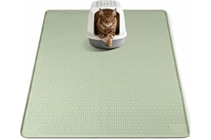 Bartuke Tapete de silicona para arena para gatos, extra grande, de 40 x 40 pulgadas, para control de dispersión, suave en las patas de gatito, fácil de limpiar (verde)