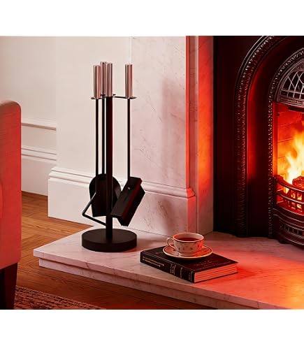 Set Camino 4 Pezzi In Ferro Battuto Decorato - Attrezzi Per Pulizia Caminetto, Design Artistico, Per Interni Rustici