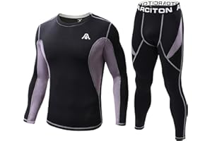 ARCITON Ropa Interior Térmica Hombre,Conjuntos térmicos Hombre Funcional Capa Base Forro Polar Invierno Camiseta Termica Hombre Manga Larga Pantalones Largos para Running Esquí