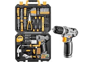 Tool Kit: DEKO Drill Set with Cordless Drill, Tool Kit Set Box, DIY Hand Tools for Men and Home, with 8V Electric Drills,126 Piece