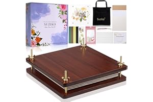 Suziko Kit de Presse-Fleurs avec Sac de Rangement, Grand Kit de Presse-Fleurs en Bois - Kit d'Artisanat DIY à 6 Couches, Kit de Pressage de Fleurs en Bois pour Adultes - Arts et Artisanat - 25x25 cm