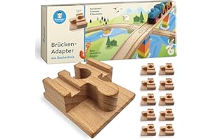 Gutenstein® BRIO-DUPLO-Adapter – Verbinde Holzschienen & DUPLO für kreative Holzeisenbahn-Brücken – Buchenholz, Premium Holzeisenbahn-Zubehör (10 STK)