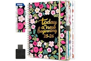 NEYSA Agenda Settimanale 2025 2026 Spirale Luglio 2025 - Giugno 2026 (12 mesi) A5 School Planner con Passante per Penna, Righello Segnalibro e Adesivi per piani (Rosso)