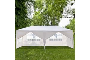 MOREASE Gazebo 3m x 6m Outdoor Marquee Waterproof Garden Shelter Party Tent Wedding Water Resistant Awning Canopy White (Six Sides)