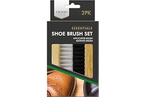 4REIGN Shoe Brush Set by Crosby, 2 Pack Applicator & Brushing Brushes, Cleaning Brush for Shoe Polishing