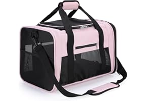 KAKA MALL PETTOM Trasportino Cane Gatto Pet Carrier Pieghevole Impermeabile Borsa Tracolla Imbottito Morbido Viaggio in Aereo Auto Treno per Animale Taglia Piccola (Rosa S)