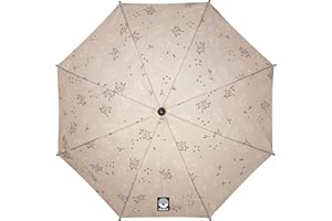 Dooky - Sonnenschutz Kinderwagen & Buggy UPF 50+ Sonnenschirm, Sonnensegel für Kinder & Baby- Durchmesser 76 cm - 100% Polyester - Kinderwagen Zubehör UV-Schutz - Romantic Leaves Beige