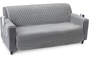 JEMIDI Pokrowiec na sofę 2-osobową z podłokietnikami 191 x 224 cm – pokrowiec na sofę z poliestru – pokrowiec na sofę można prać w pralce, dwustronny pokrowiec na sofę – szary