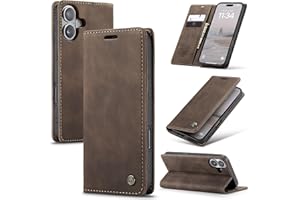 Cracedily Coque pour iPhone 17 Pochette, Etui Protection Housse Premium en Cuir PU, Etui à Rabat Pochette de Portefeuille Étui pour iPhone 17 Case, Café
