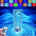 Neioaas Crystal Diamond Table Lamp,Touch Control Rose Crystal Desk Lamp, 16 Colors Rechargeable Acrylic Bedside Lamp with Touch Control, Led Diamond Night Light for Bedroom Living Room