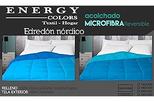 Energy Colors Textil - Hogar - Tokio - Relleno Nórdico 350 gr Reversible Liso Tacto Plumón Microfibra Otoño - Invierno (Azul, Cama 90 (150 x 220 cm))