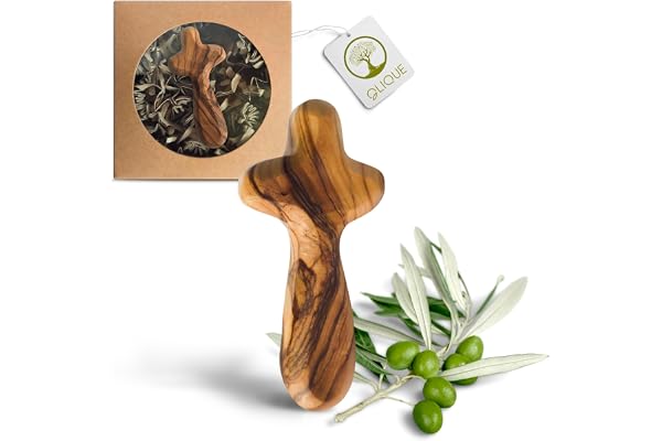 Croix en bois d'olivier, faite à la main, comme cadeau pour naissance, baptême, communion et confirmation, sans gravure