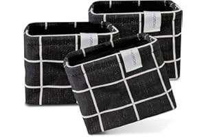 NORDIS DESIGN Mini Aufbewahrungskörbchen 3er Set (11x11x9cm), Aufbewahrungskorb klein als Aufbewahrungsbox Bad, Organizer Wickelkommode & Aufbewahrungskorb Küche schwarz used-look